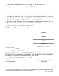 Application for Certificate of Registration for a Professional Corporation/Professional Association - North Carolina, Page 3