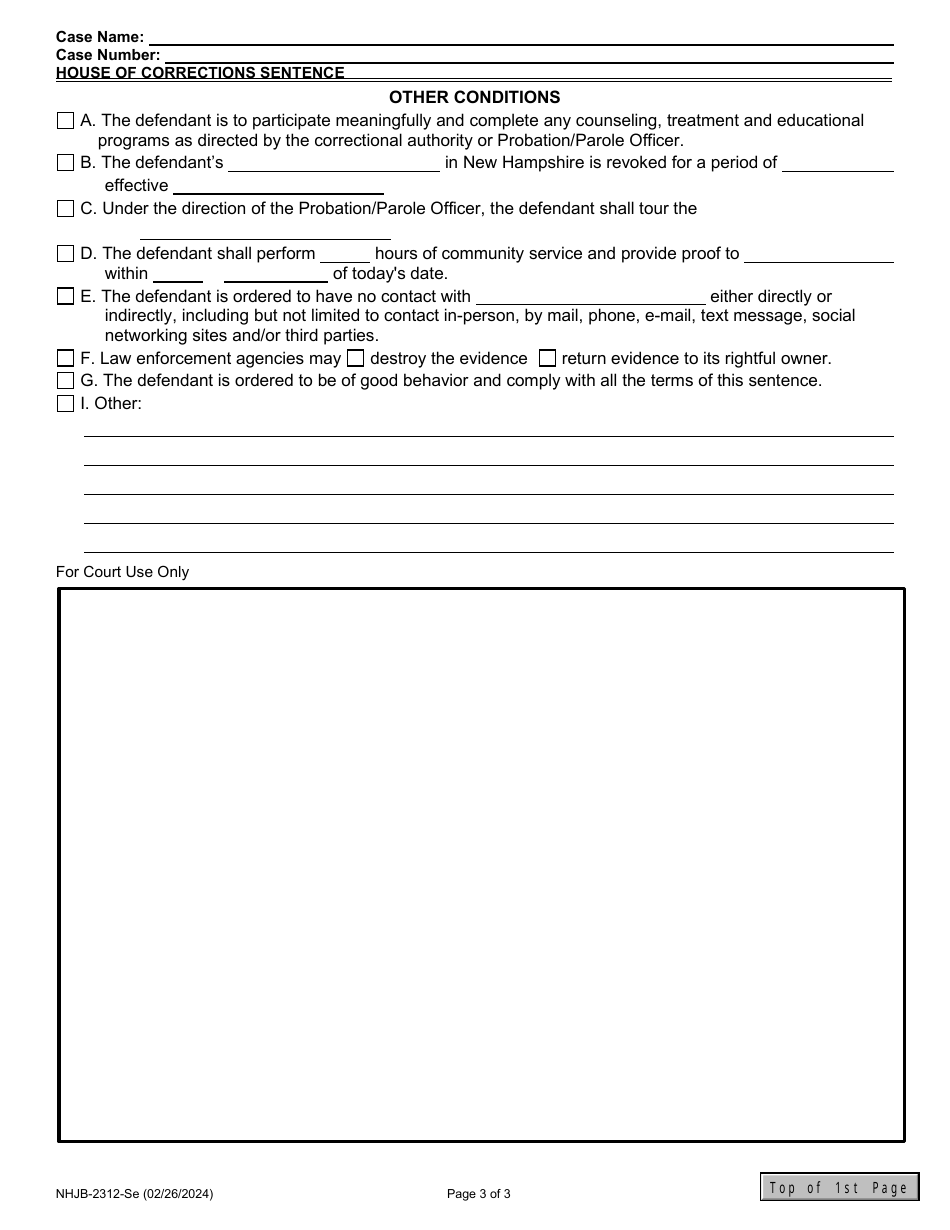 Form NHJB-2312-SE House of Corrections Sentence - New Hampshire, Page 3