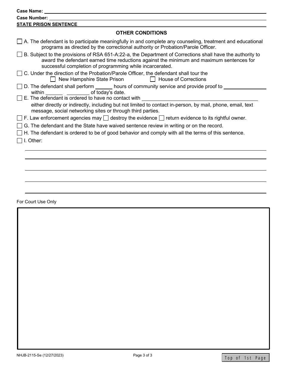 Form NHJB-2115-SE State Prison Sentence - New Hampshire, Page 3