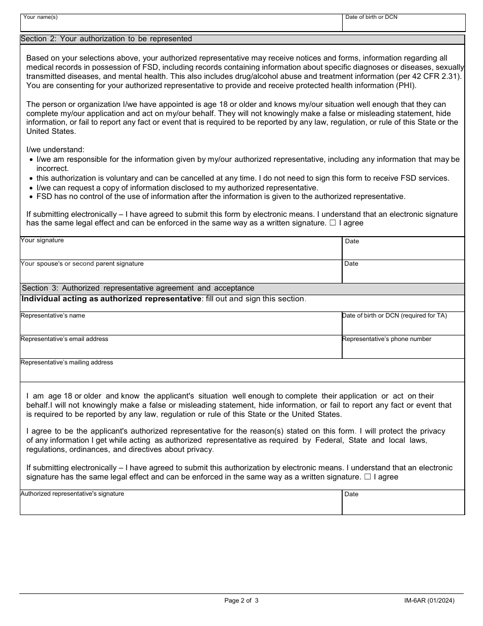 Form IM-6AR Appointing an Authorized Representative - Missouri, Page 2