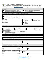 815 Cmr 5.00 - Non-tort Settlement/Judgment Payment Authorization Form - Massachusetts