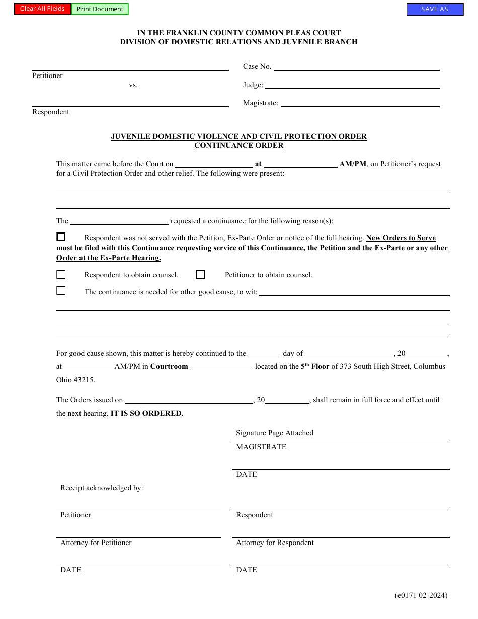 Form E0171 - Fill Out, Sign Online and Download Fillable PDF, Franklin ...