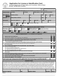 Document preview: Form DPSMV2003 Application for License or Identification Card - Louisiana