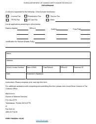 Document preview: Form HSMV73644 Refund Request - Florida