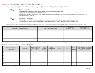 Application for Examination or Certificate of Qualification - Nova Scotia, Canada, Page 2