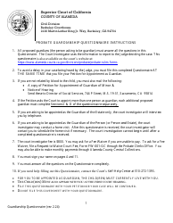 Probate Guardianship Questionnaire - County of Alameda, California