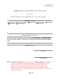 Document preview: DCM Form C-14 Sample Form of Advertisement for Completion - Alabama