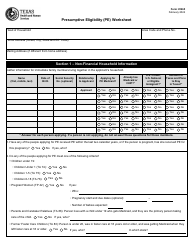 Document preview: Form H1265 Presumptive Eligibility (Pe) Worksheet - Texas