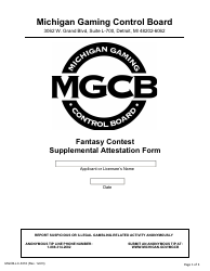 Form MGCB-LC-3316 Fantasy Contest Supplemental Attestation Form - Michigan
