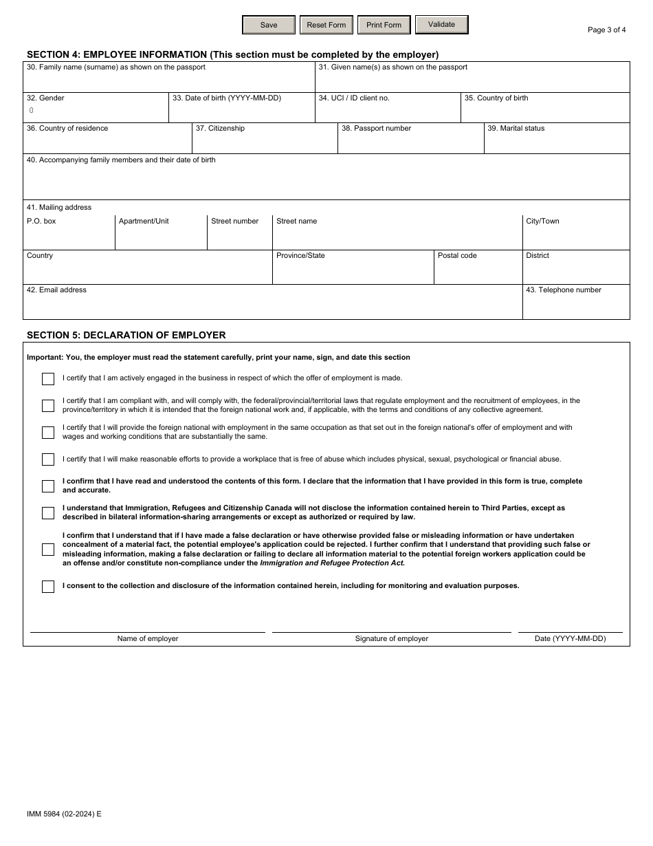 Form IMM5984 Offer of Employment to a Foreign National Rural and Northern Immigration Pilot - Canada, Page 3