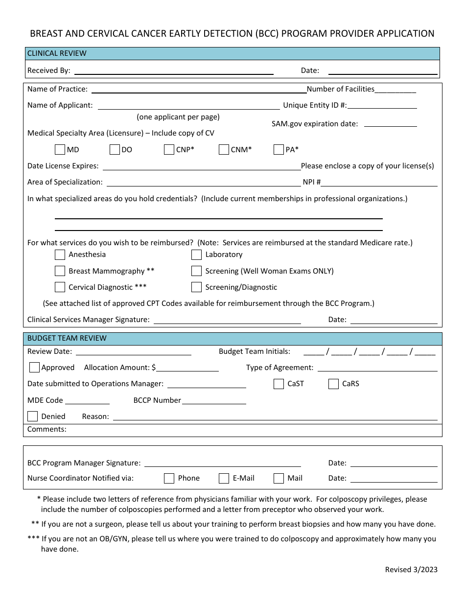 New Mexico Provider Application - Breast and Cervical Cancer Eartly ...