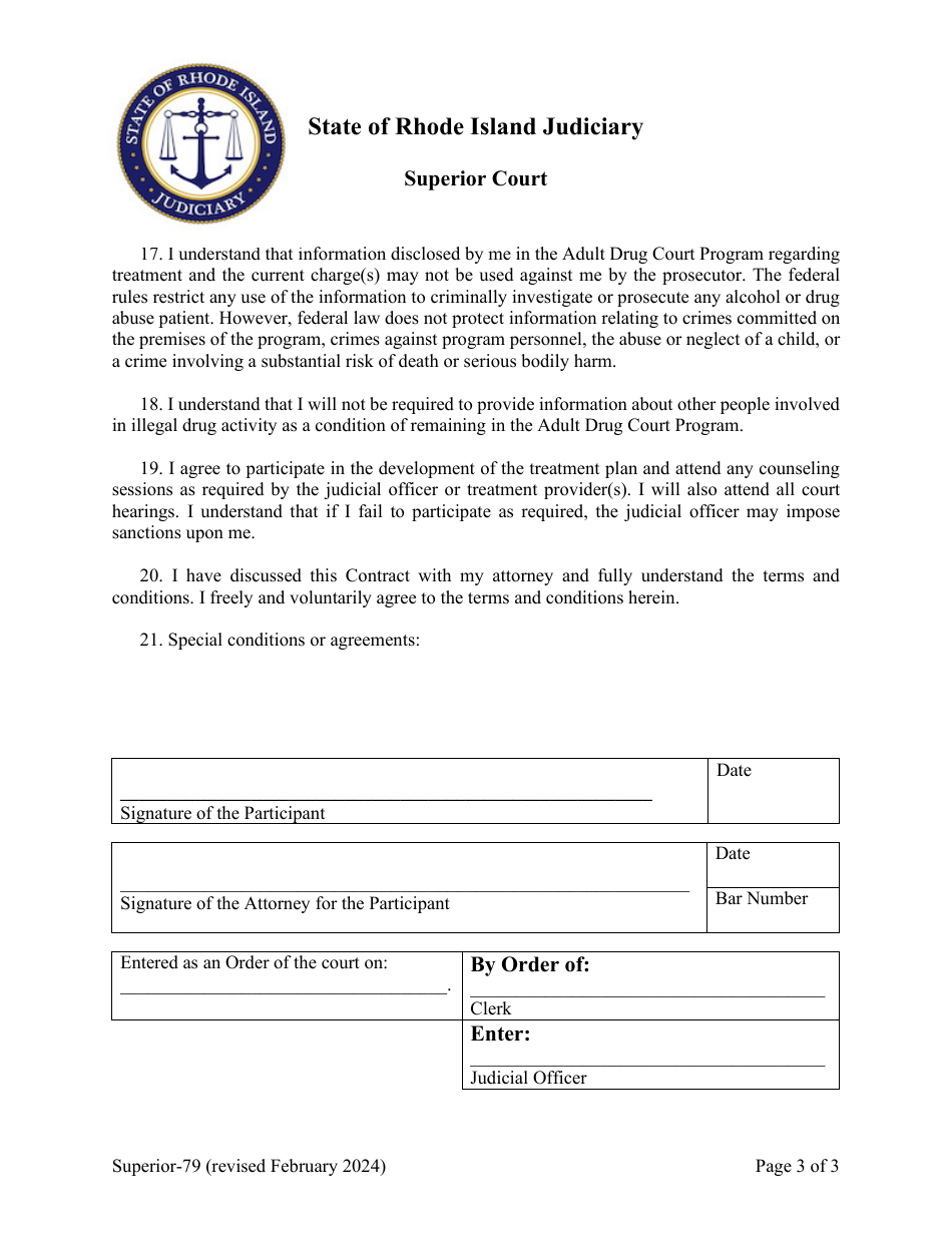 Form Superior-79 Contract - Adult Drug Court Program - Rhode Island, Page 3