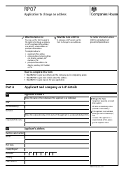 Form RP07 Application to Change an Address - United Kingdom, Page 3