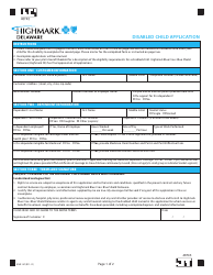 Form ENR-187 Disabled Child Application - Highmark Delaware - Delaware