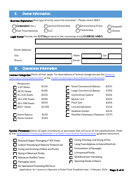 Application for License to Operate a Retail Food Establishment - Vermont, Page 3