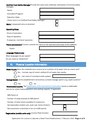 Application for License to Operate a Retail Food Establishment - Vermont, Page 4