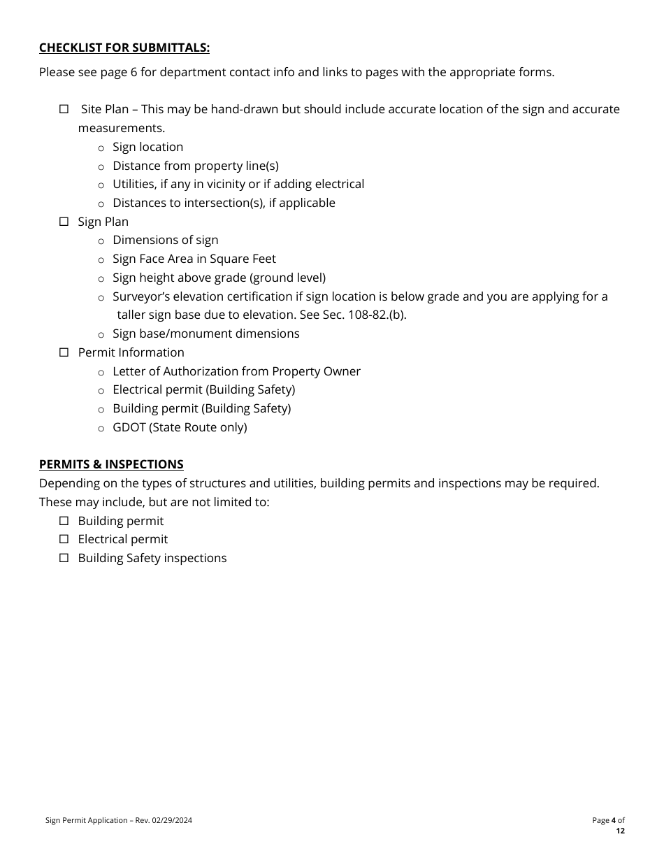 Sign Permit Application - Fayette County, Georgia (United States), Page 4