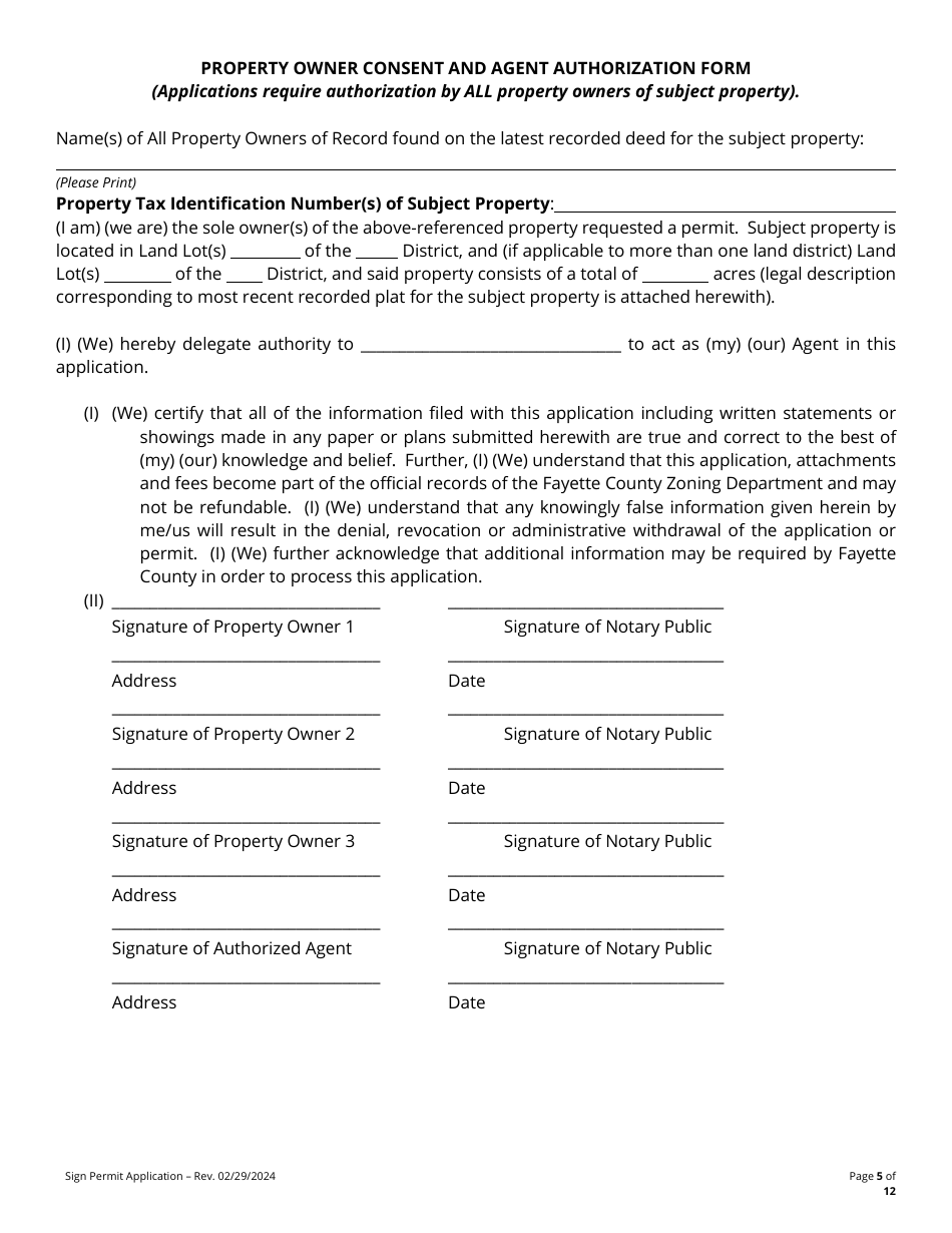 Sign Permit Application - Fayette County, Georgia (United States), Page 5
