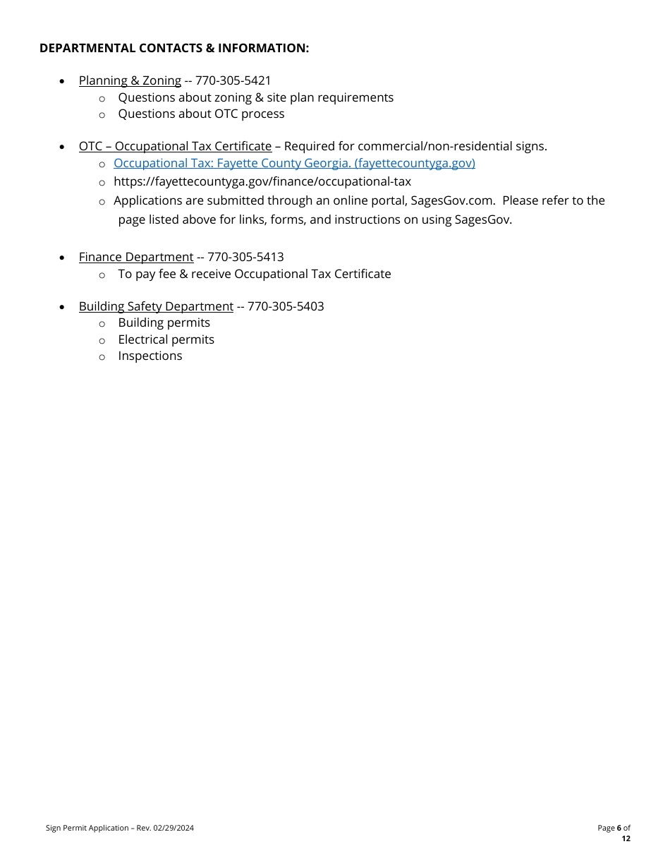 Sign Permit Application - Fayette County, Georgia (United States), Page 6