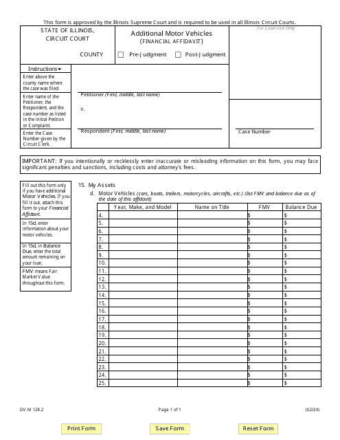Form DV-M128.2  Printable Pdf