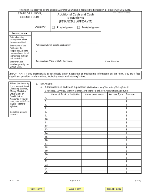Form DV-CC122.2  Printable Pdf
