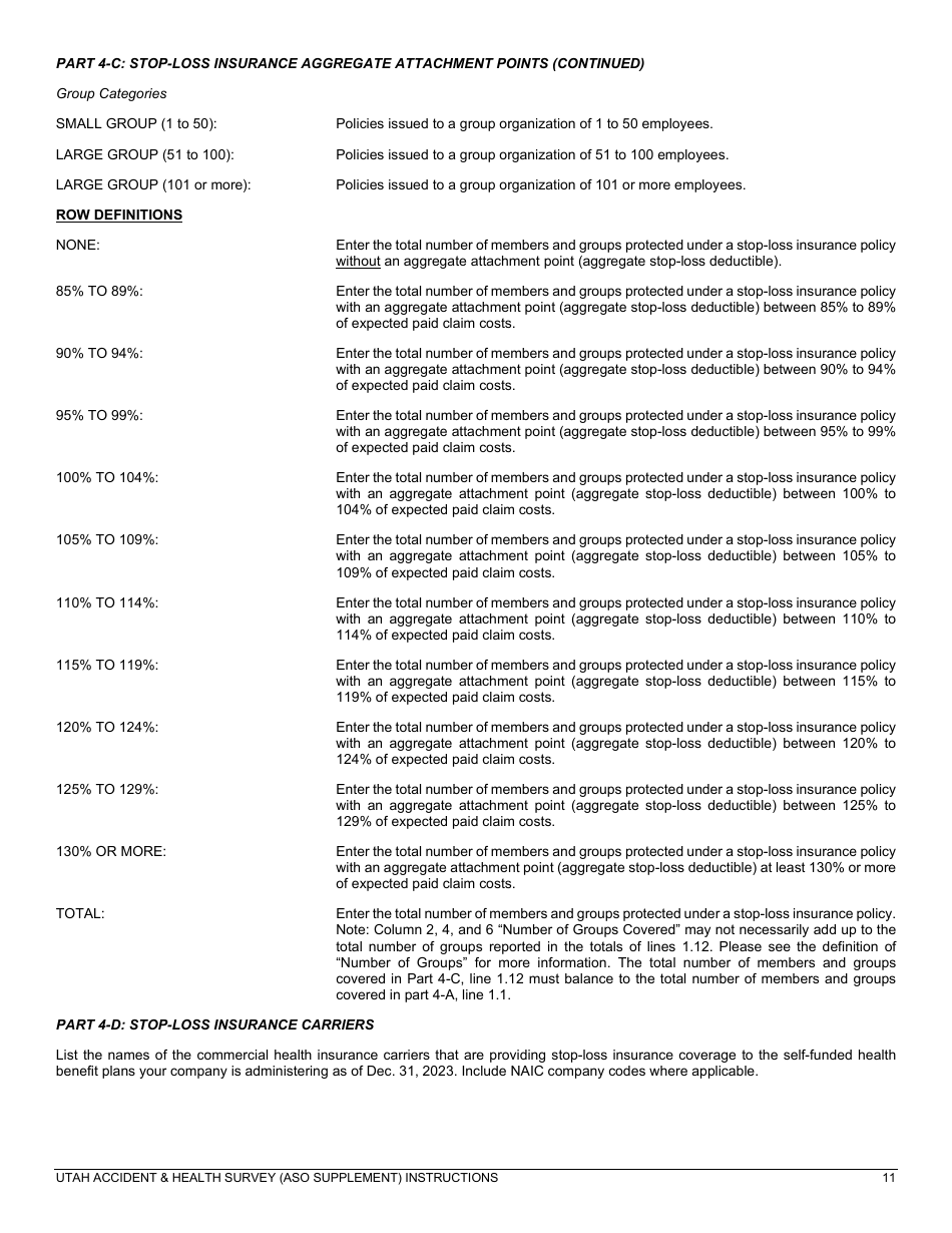 Instructions for Aso Supplement Form - Utah, Page 11