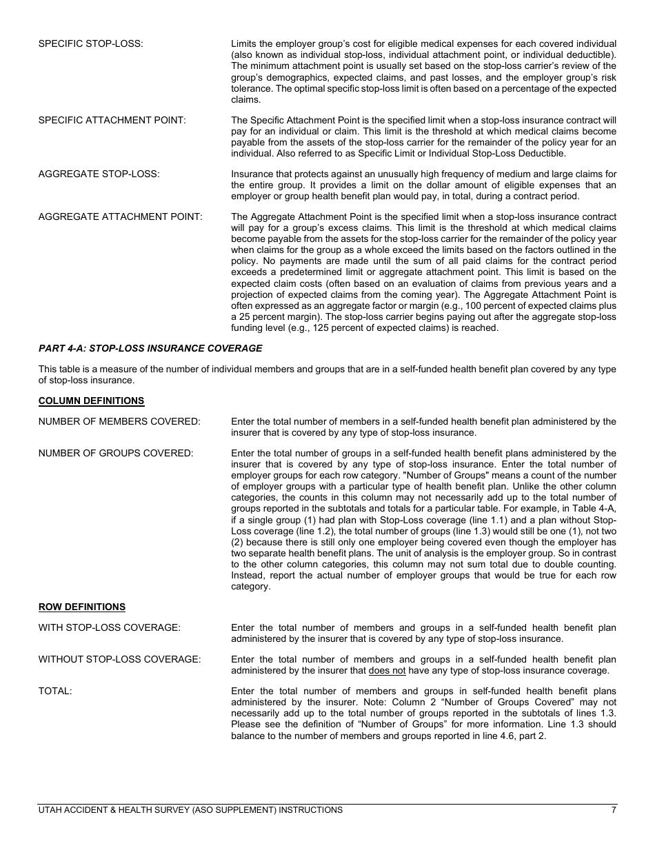 Instructions for Aso Supplement Form - Utah, Page 7