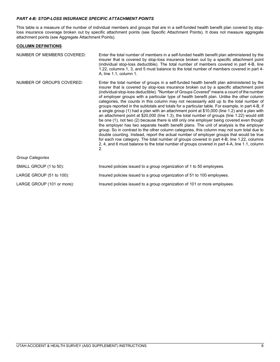 Instructions for Aso Supplement Form - Utah, Page 8