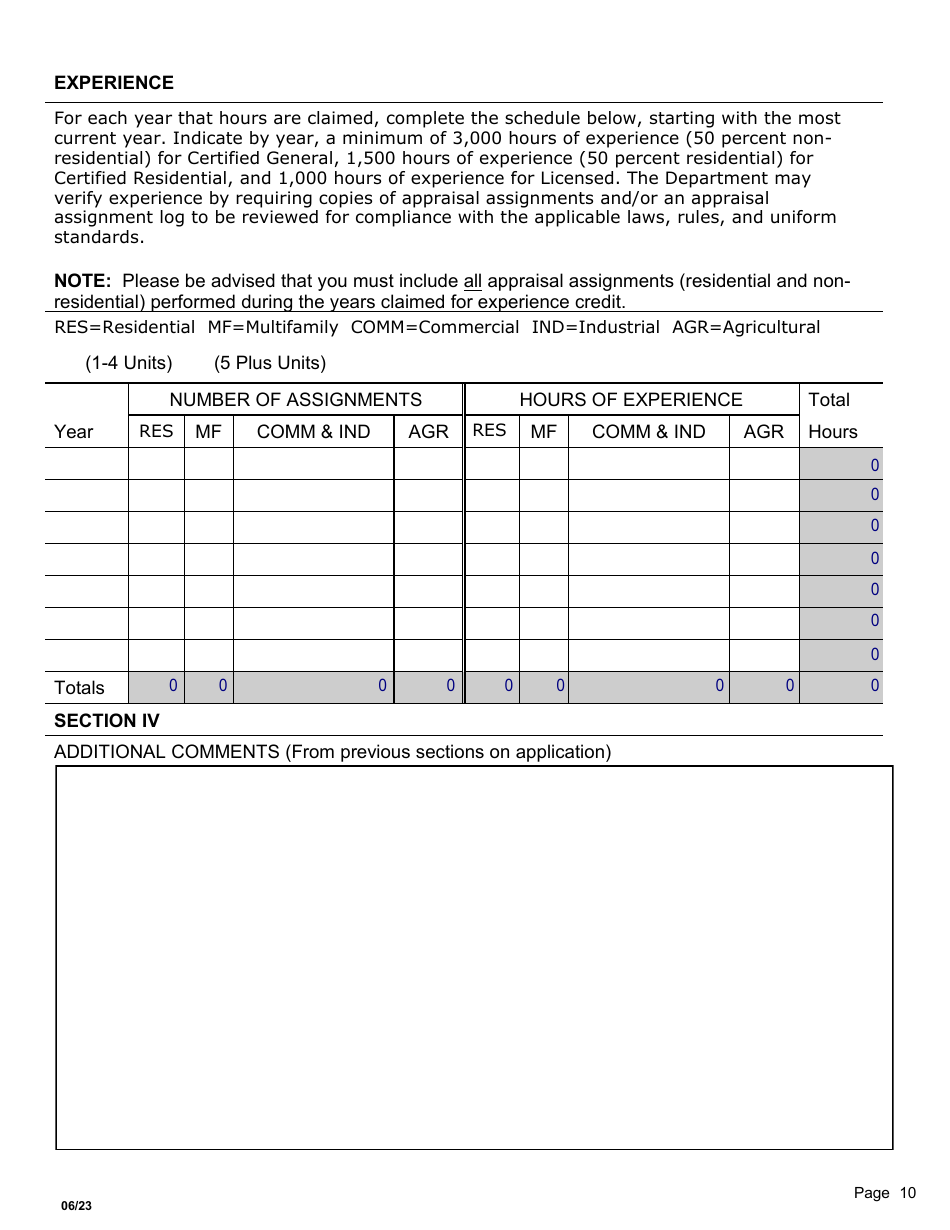 Application for New or Upgrade State-Certified General / Residential, Licensed or Registered Appraiser - Appraiser Certification Program - South Dakota, Page 10