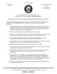 Instructions for Application for Employment Agency License - Nevada