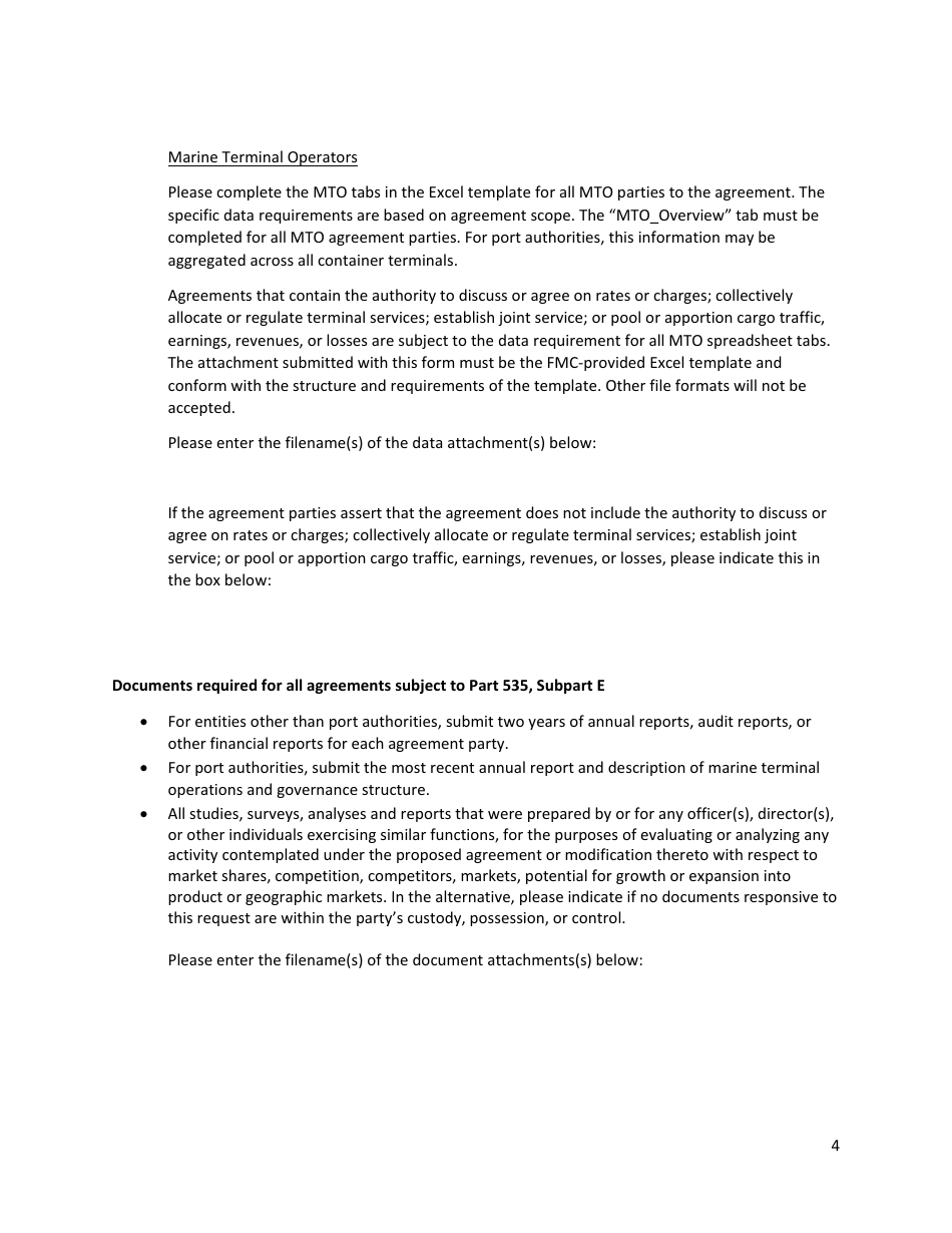 Form FMC-150 Information Form for Filed Agreements, Page 4