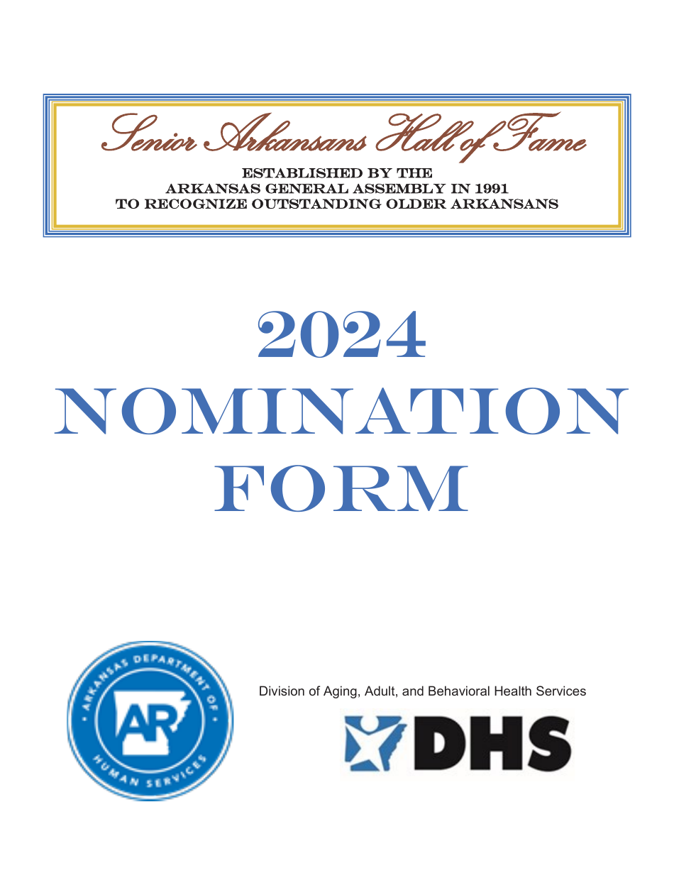 Senior Arkansans Hall of Fame Nomination Form - Arkansas, Page 1