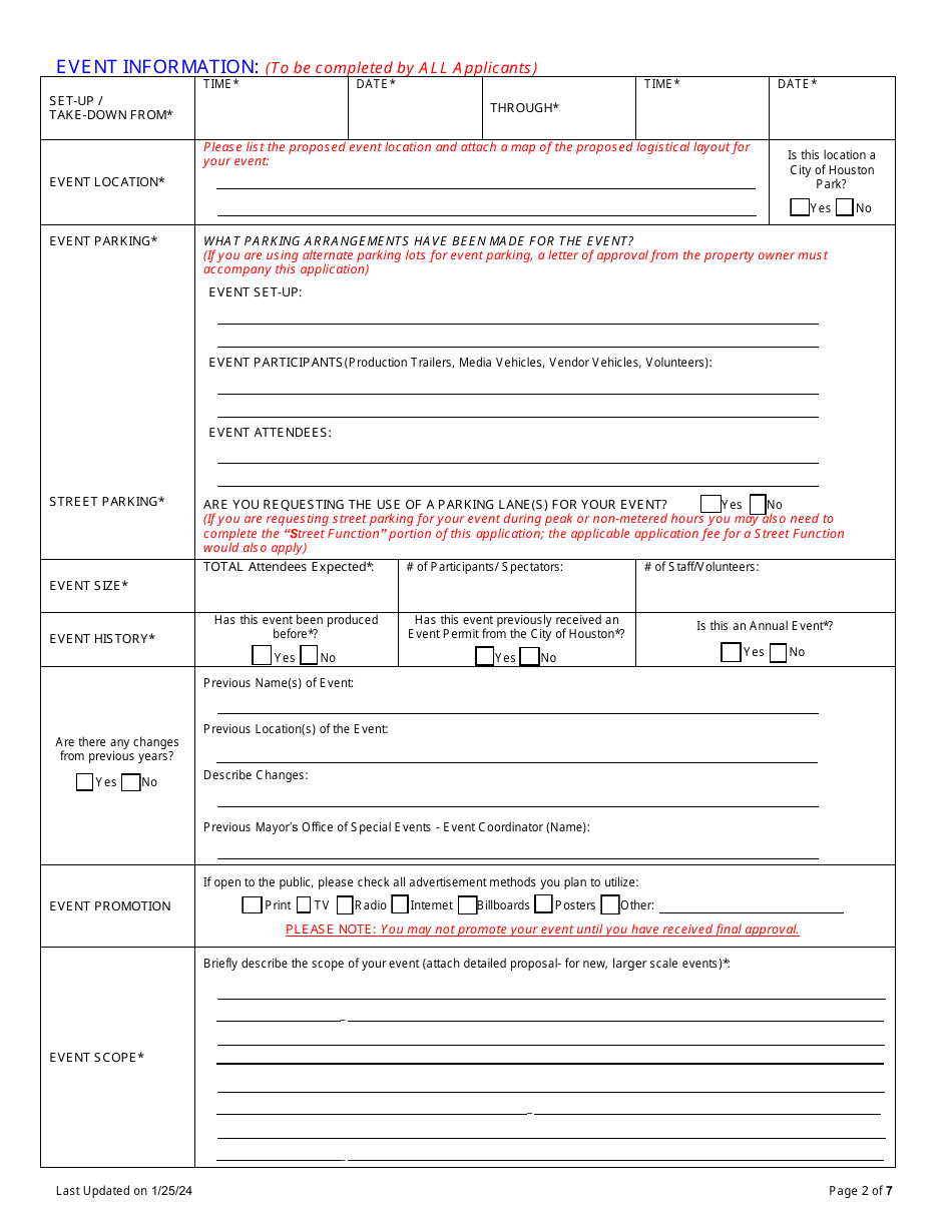 Special Event Application - City of Houston, Texas, Page 3