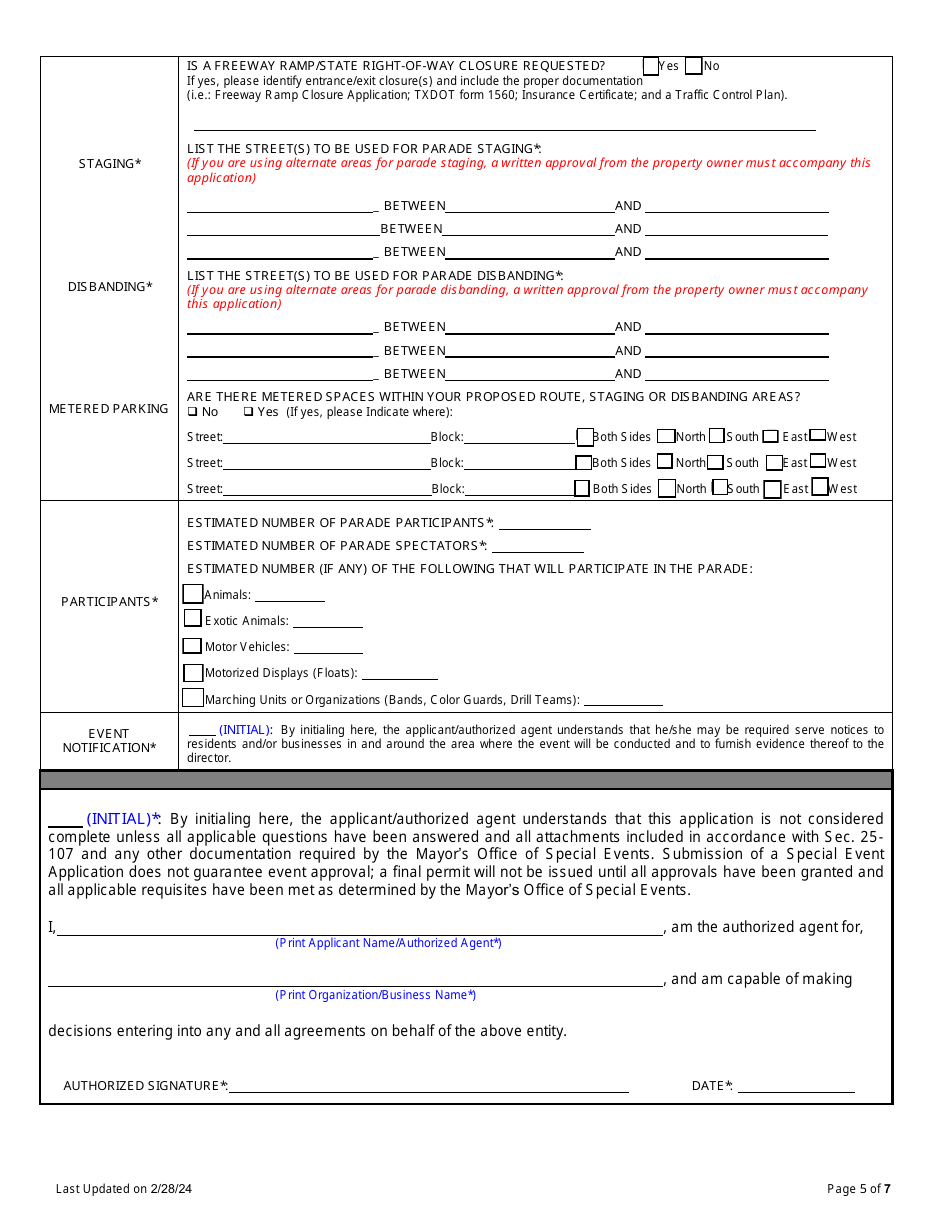 Special Event Application - City of Houston, Texas, Page 6