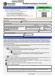 Form F2690 Seatbelt Exemption Certificate - Queensland, Australia, Page 2