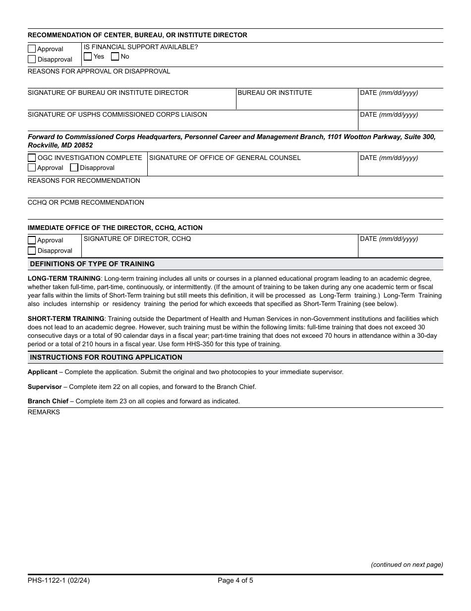 Form PHS-1122-1 Download Fillable PDF or Fill Online Application for ...