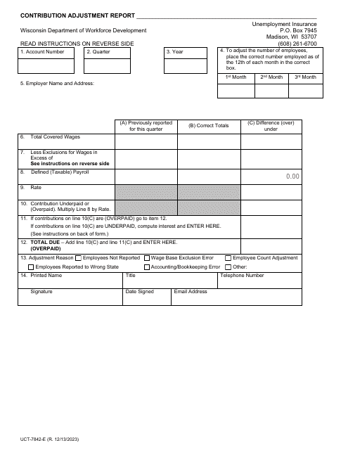 Form UCT-7842-E  Printable Pdf