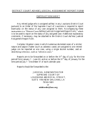 District Court Ad Hoc Judicial Assignment Report Form - Louisiana