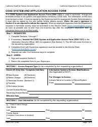 Form GEN1321 Cdss System and Application Access Form - California