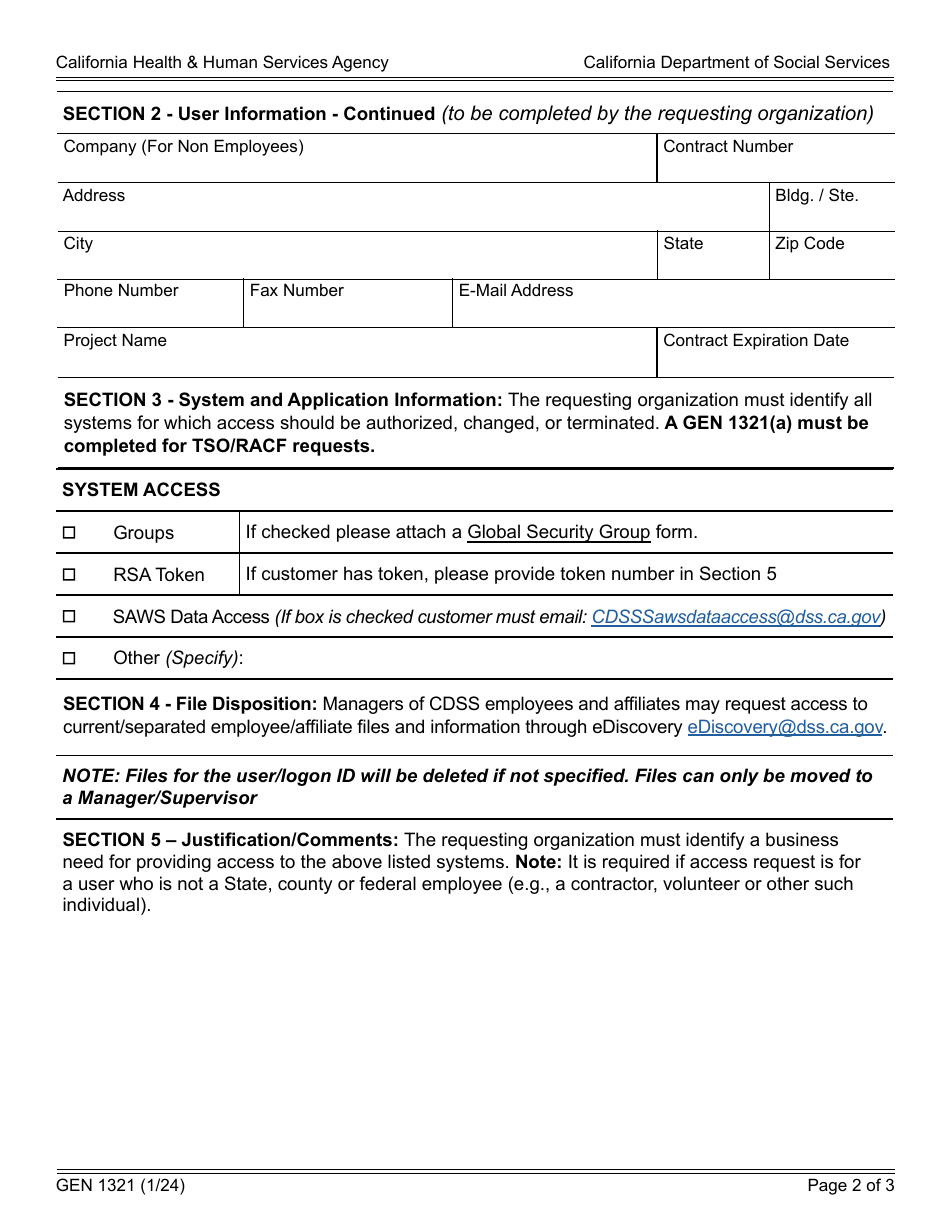 Form GEN1321 Download Fillable PDF or Fill Online Cdss System and ...