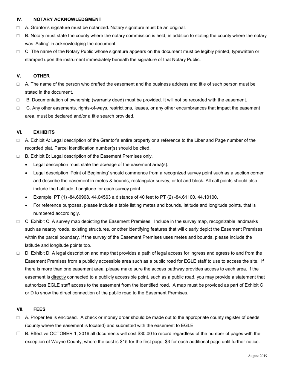Conservation Easement Check List - Michigan, Page 2