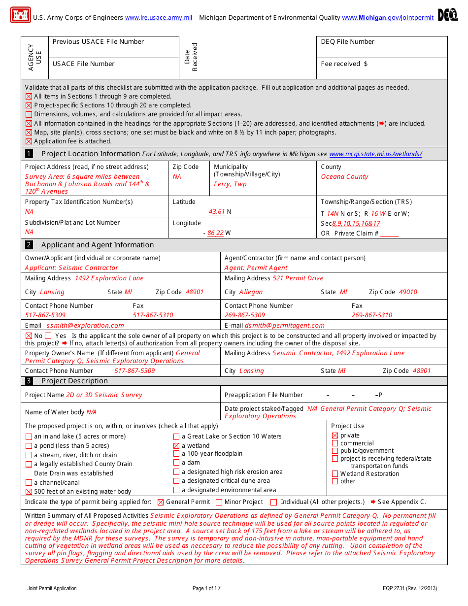 Applying for Seismic Exploration Under General Permit Q - Michigan, Page 5
