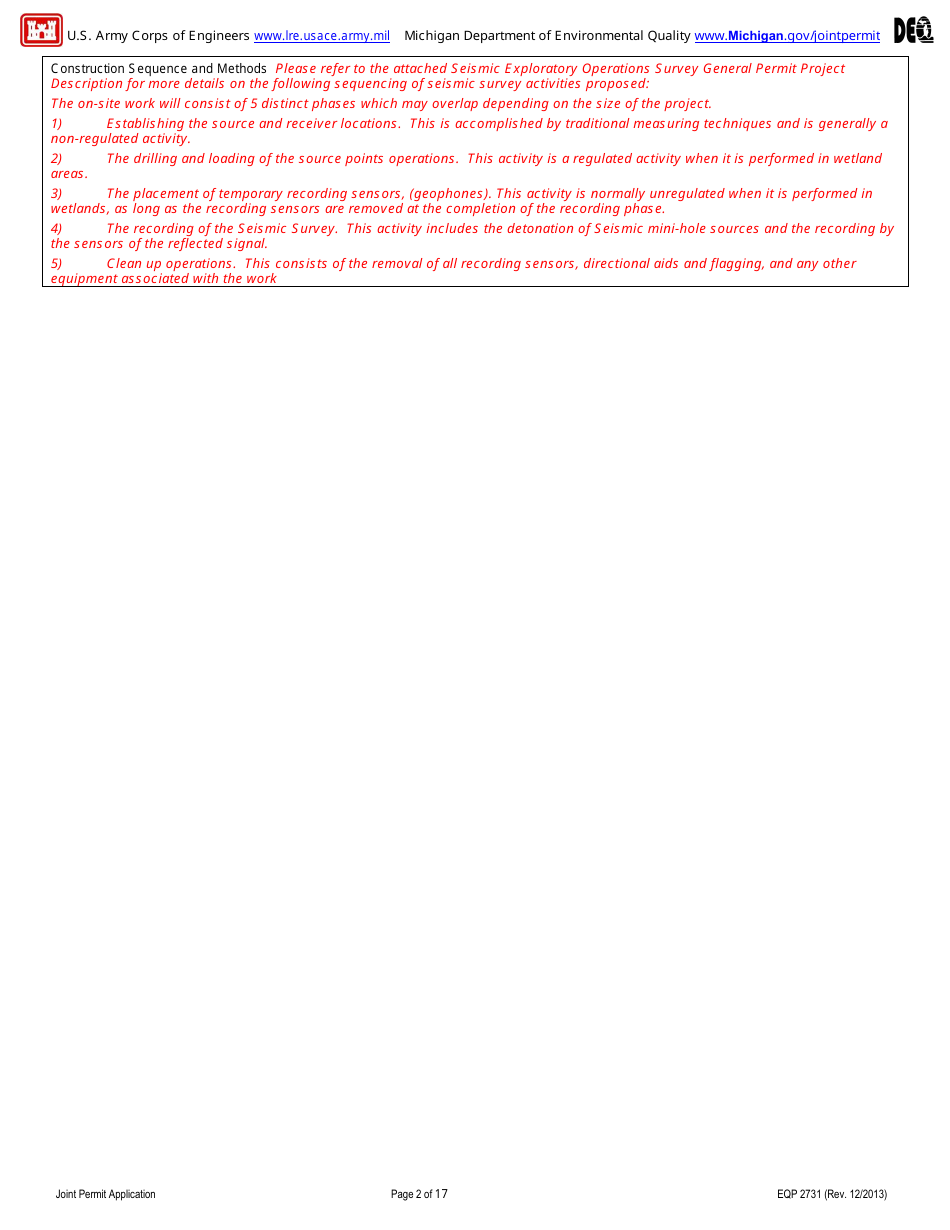 Applying for Seismic Exploration Under General Permit Q - Michigan, Page 6
