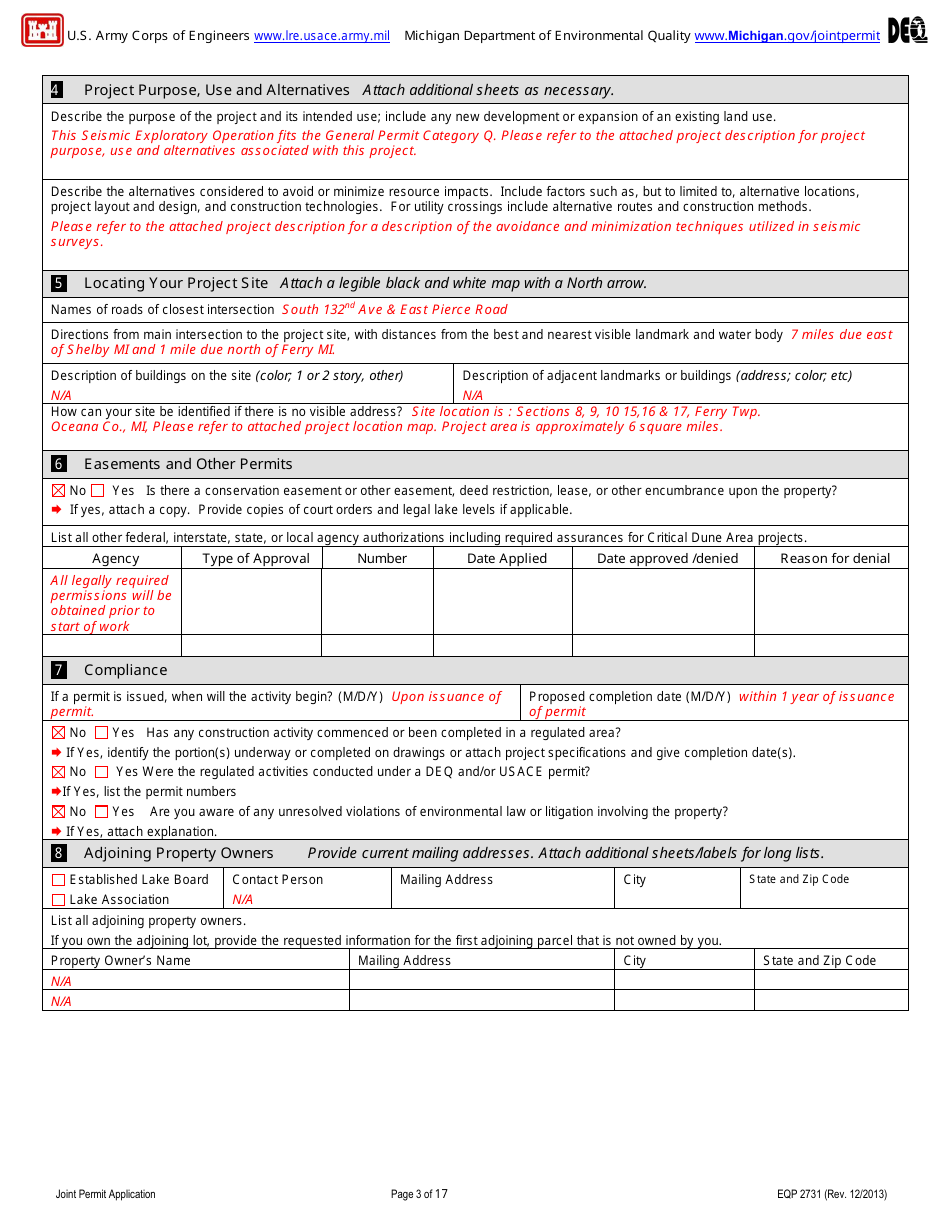 Applying for Seismic Exploration Under General Permit Q - Michigan, Page 7