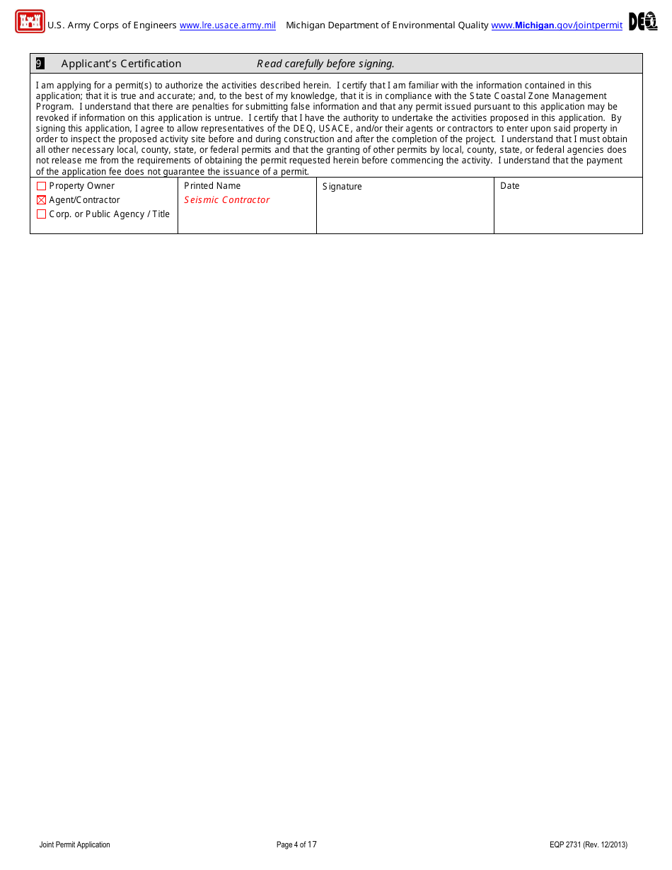 Applying for Seismic Exploration Under General Permit Q - Michigan, Page 8