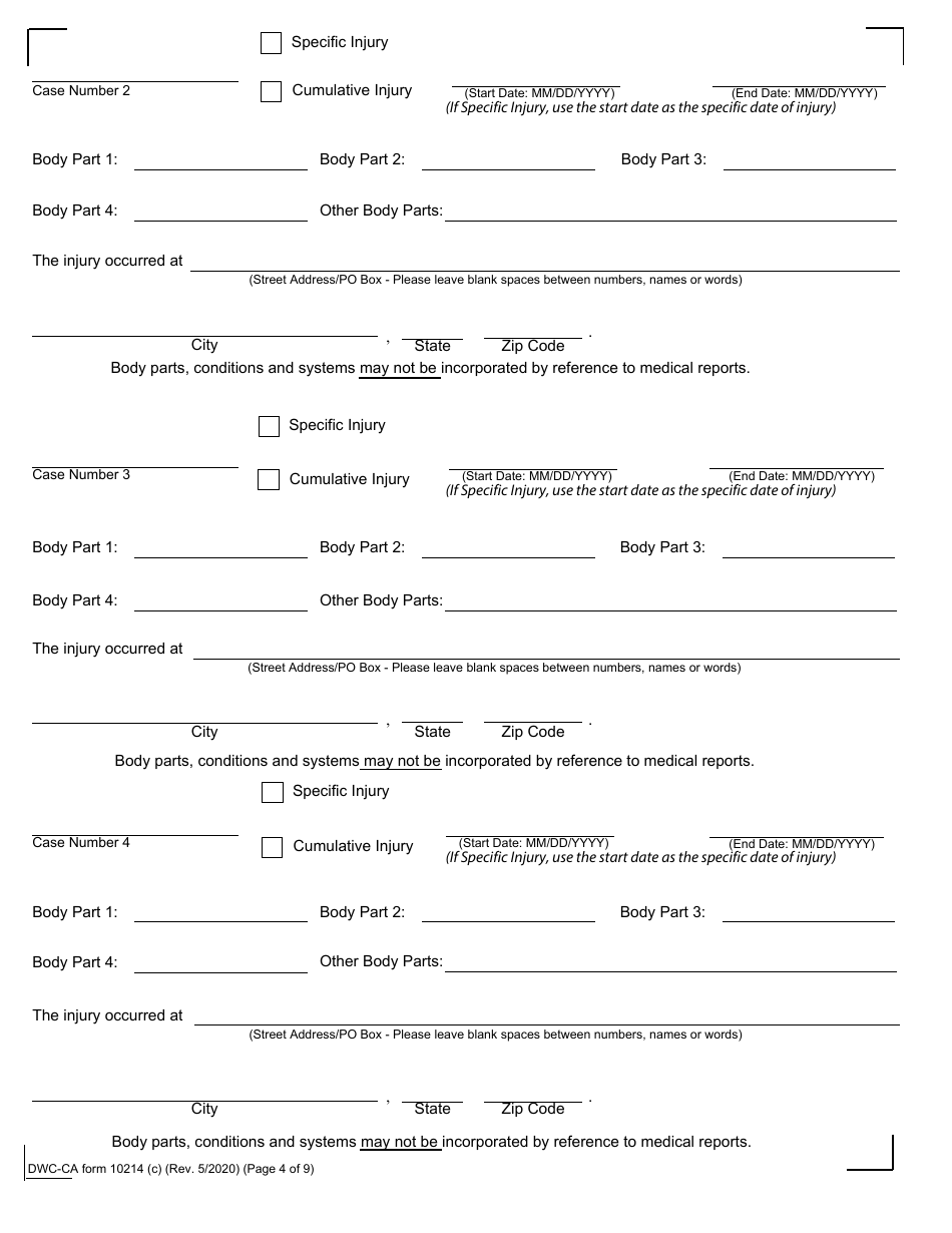 DWC-CA Form 10214(C) Compromise and Release - California, Page 4
