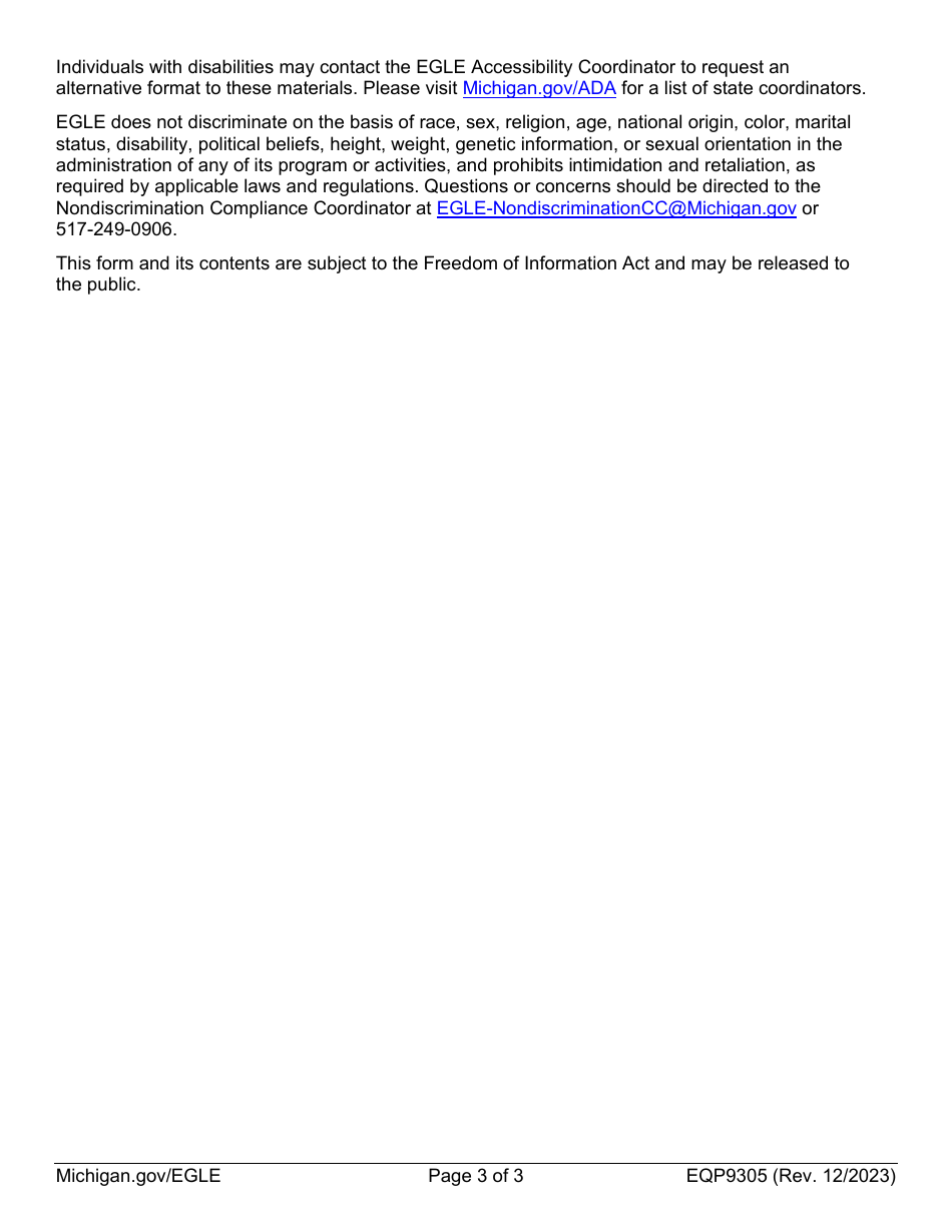 Form EQP9305 Administratively Complete Engineered Site Plan Design Package Requirements Checklist - Michigan, Page 3