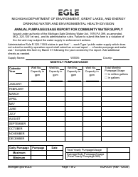 Form EQP2007 Annual Pumpage/Usage Report for Community Water Supply - Michigan