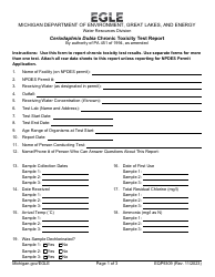 Form EQP9309 Ceriodaphnia Dubia Chronic Toxicity Test Report - Michigan