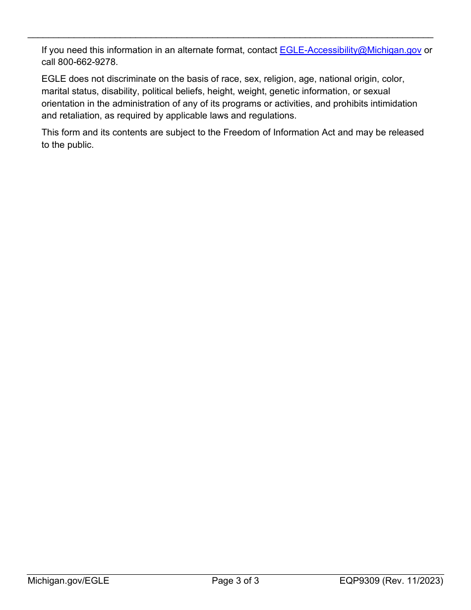 Form EQP9309 Ceriodaphnia Dubia Chronic Toxicity Test Report - Michigan, Page 3